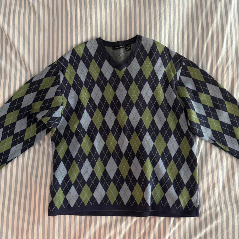 Vintage green argyle 100 cotton - Picture 2 of 3